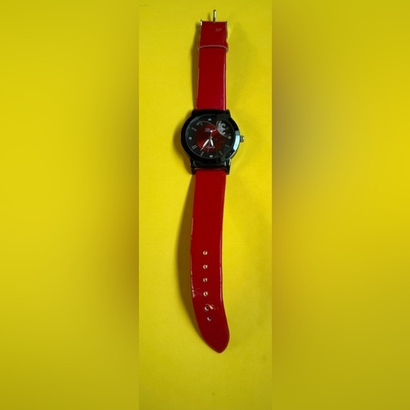 Jewelry - Red Wristwatch with Glossy Strap